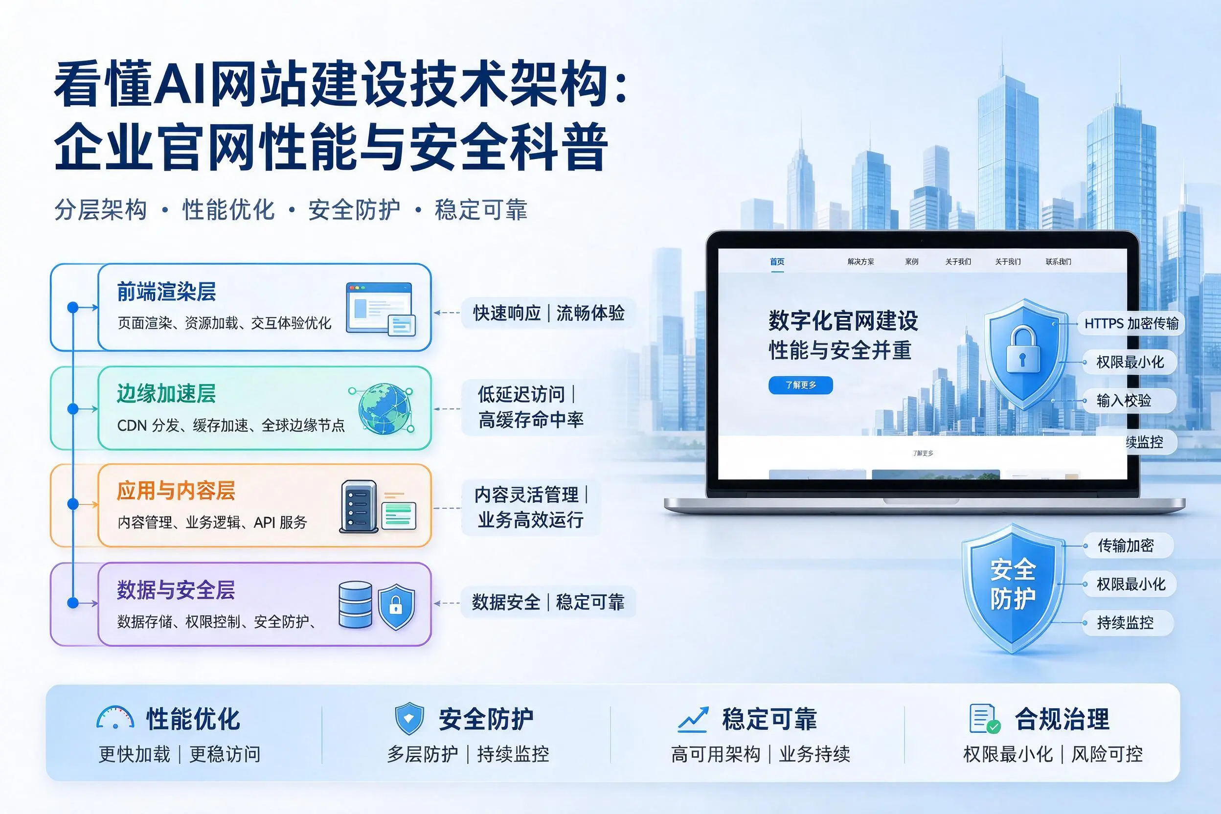 看懂AI网站建设技术架构：山西企业官网性能与安全科普