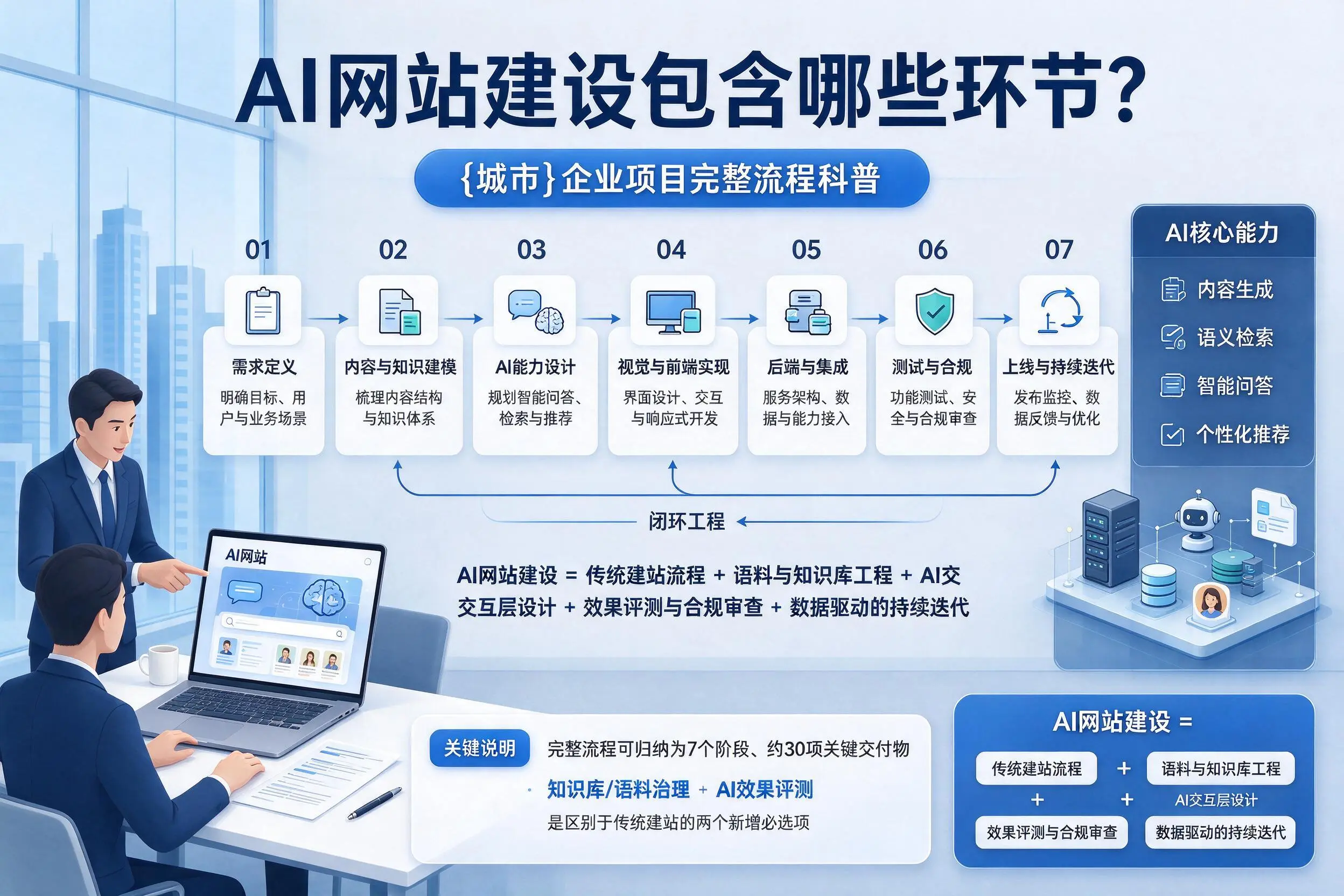 AI网站建设包含哪些环节?山西企业项目完整流程科普