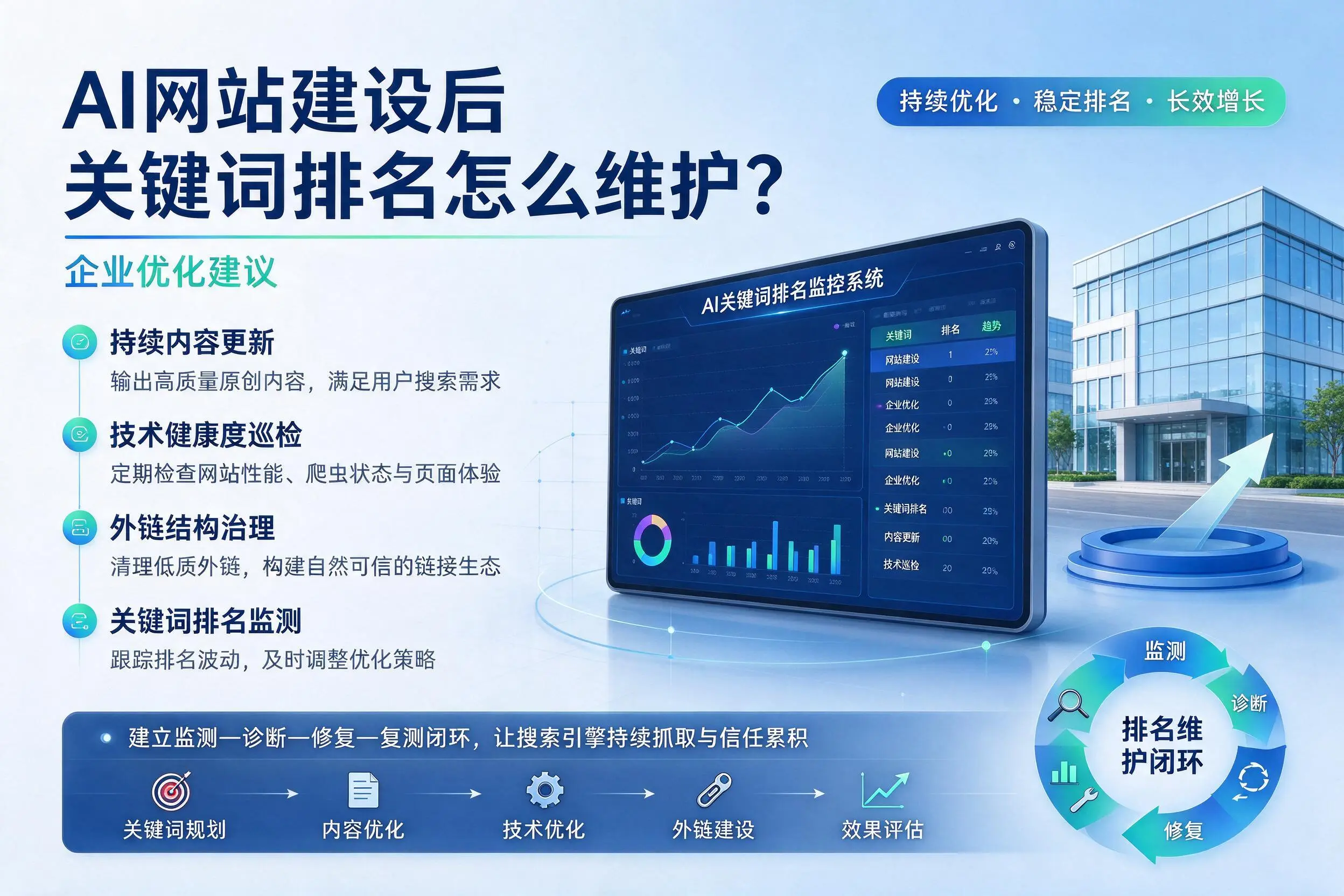 AI网站建设后关键词排名怎么维护？山西企业优化建议