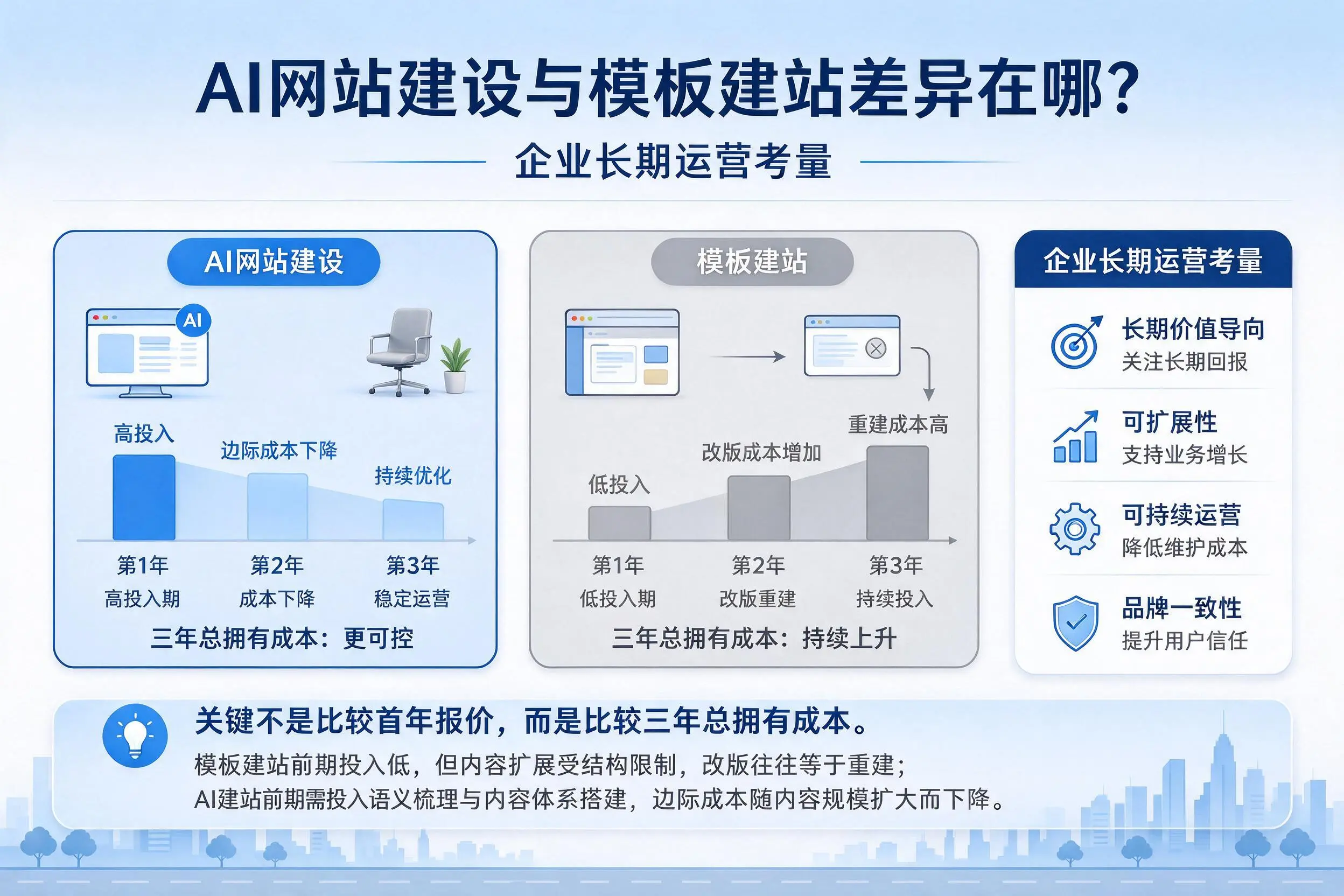AI网站建设与模板建站差异在哪?山西企业长期运营考量